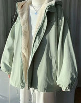 Loose Winter Lambwool Fluff Parkas Women Solid Warm Jackets Thicken Korean Windbreaker Cotton Coat Casual Long Sleeved Chaquetas